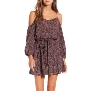 Floral cold shoulder long sleeve dress